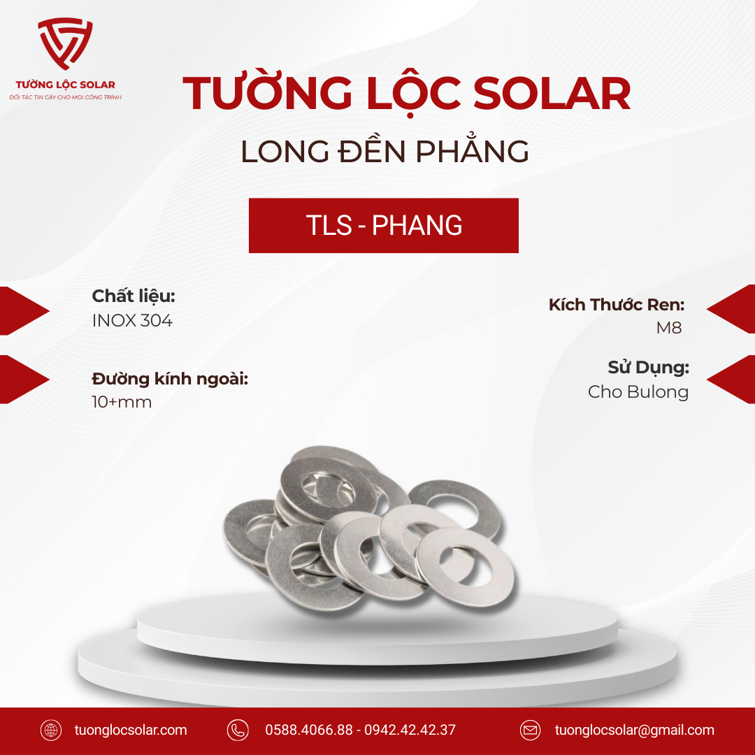 Long Đền Phẳng M8 Inox