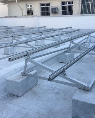 Metal beams on concrete blocks AI-generated content may be incorrect.