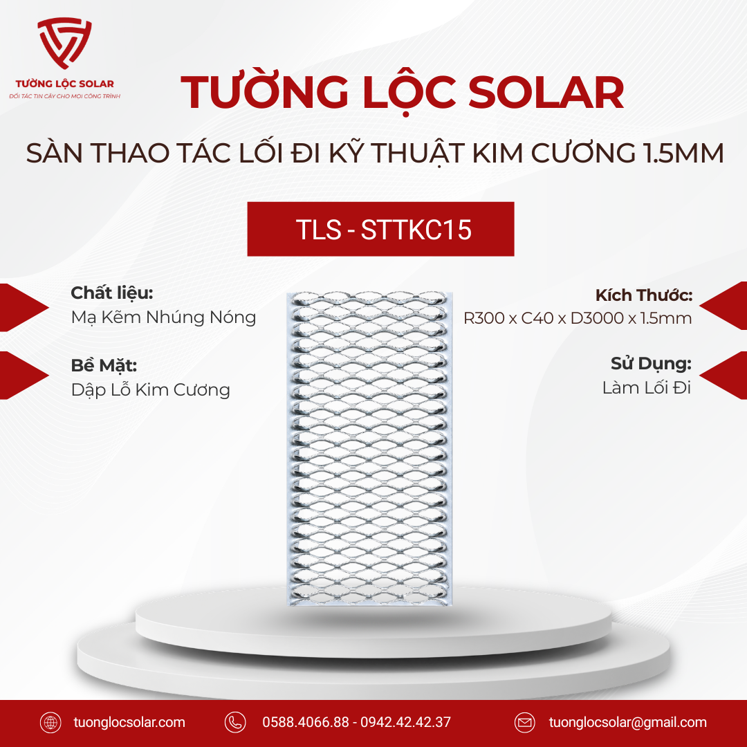 SÀN THAO TÁC LỐI ĐI KỸ THUẬT DẬP LỖ KIM CƯƠNG 1.5MM